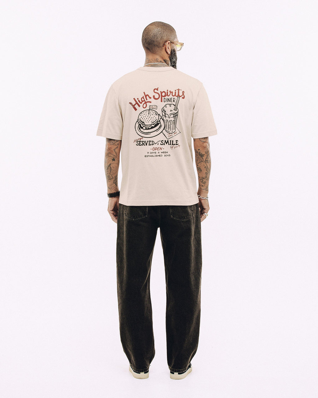 Served With A Smile T-Shirt - Bone