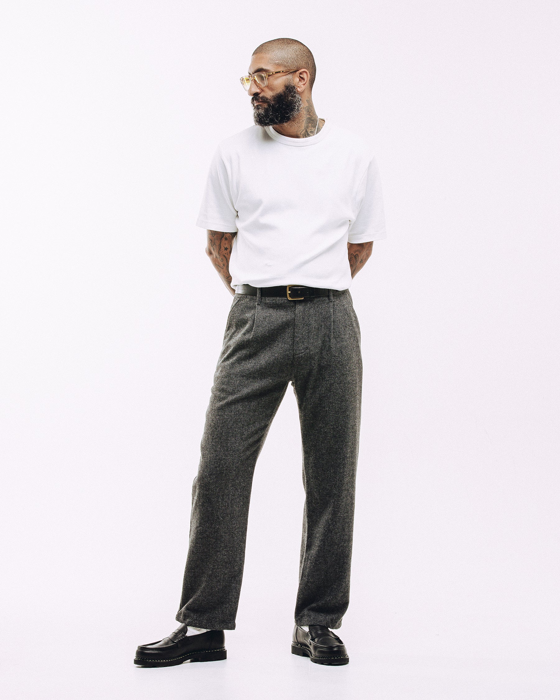 Pleated Station Wool Pant - Charcoal