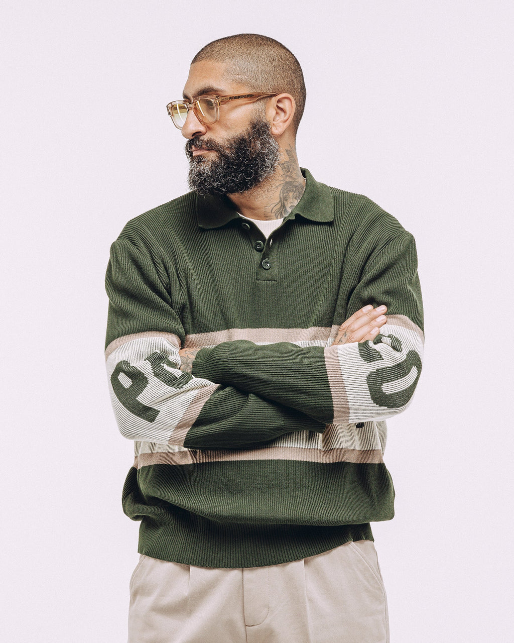 Bronco Knitted Polo Shirt - Olive