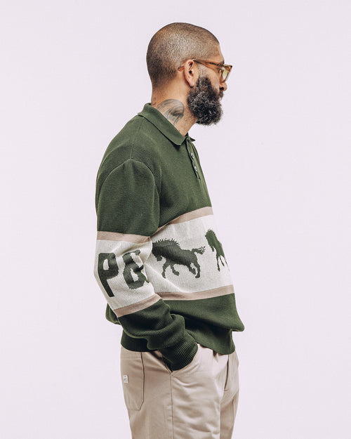 Bronco Knitted Polo Shirt - Olive