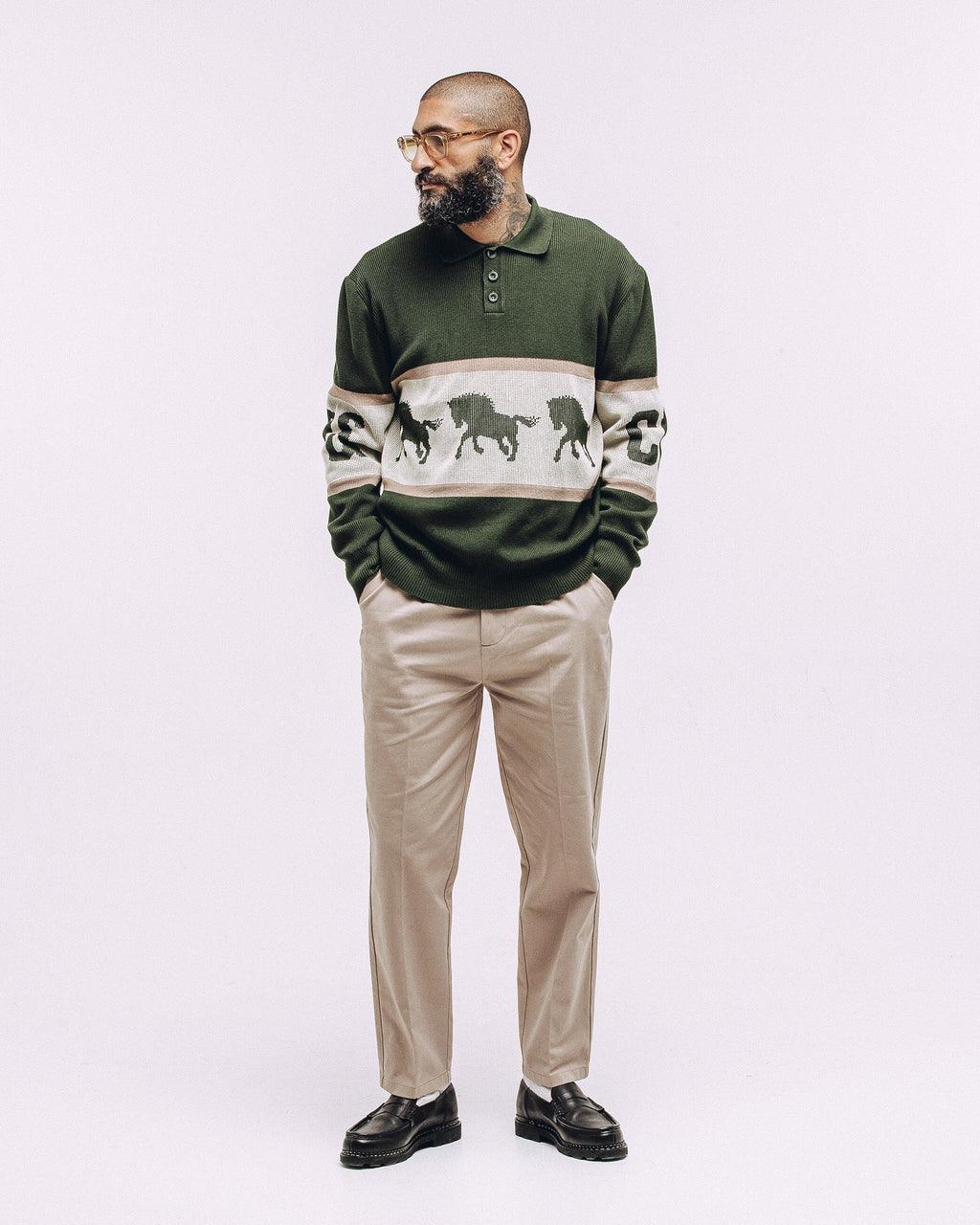 Bronco Knitted Polo Shirt - Olive