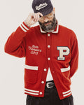 Varsity Knitted Cardigan - Brick Red