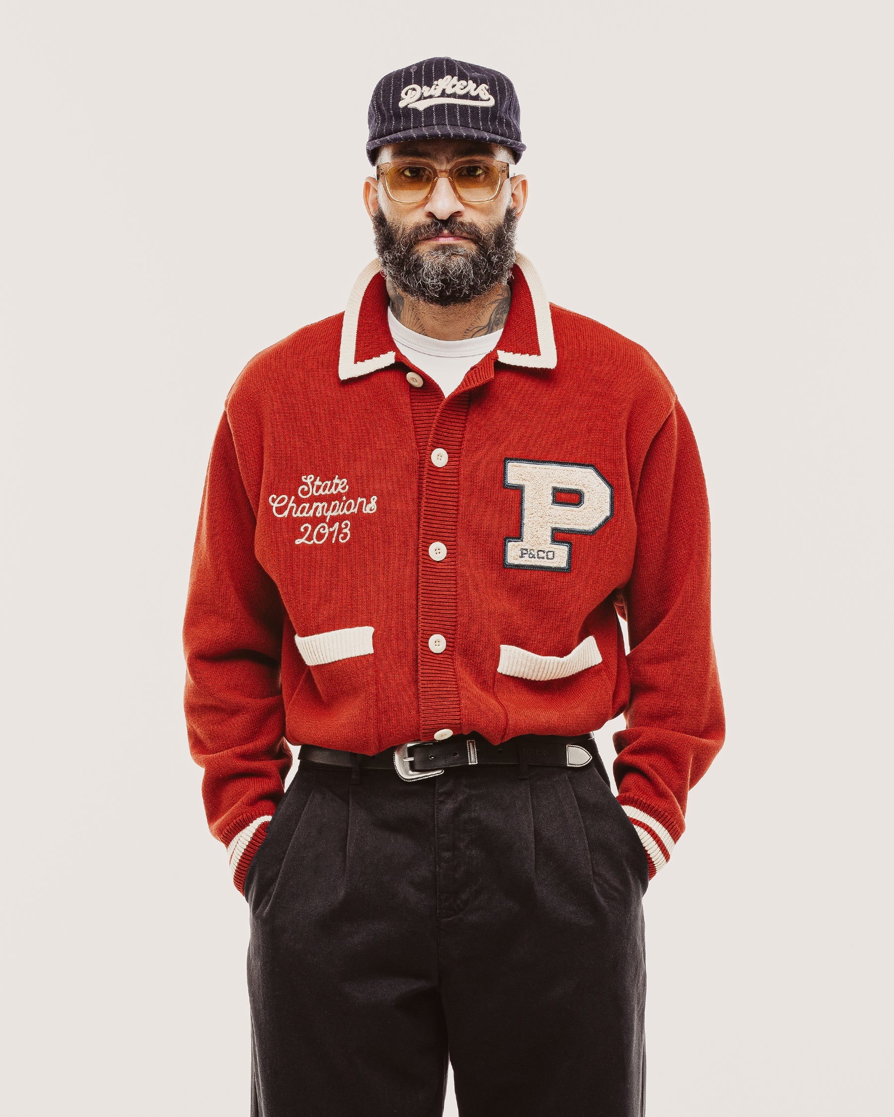 Varsity Knitted Cardigan - Brick Red