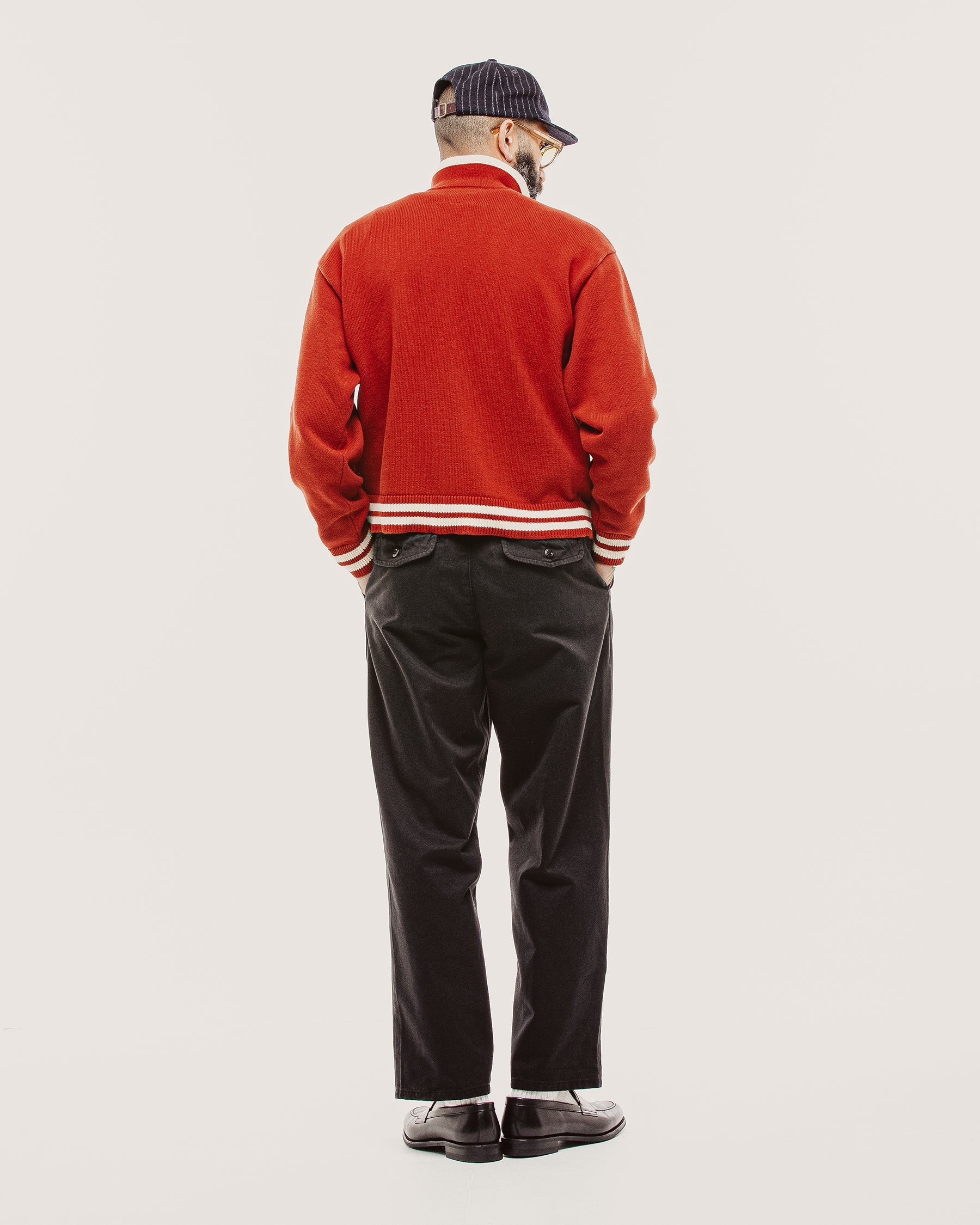 Varsity Knitted Cardigan - Brick Red