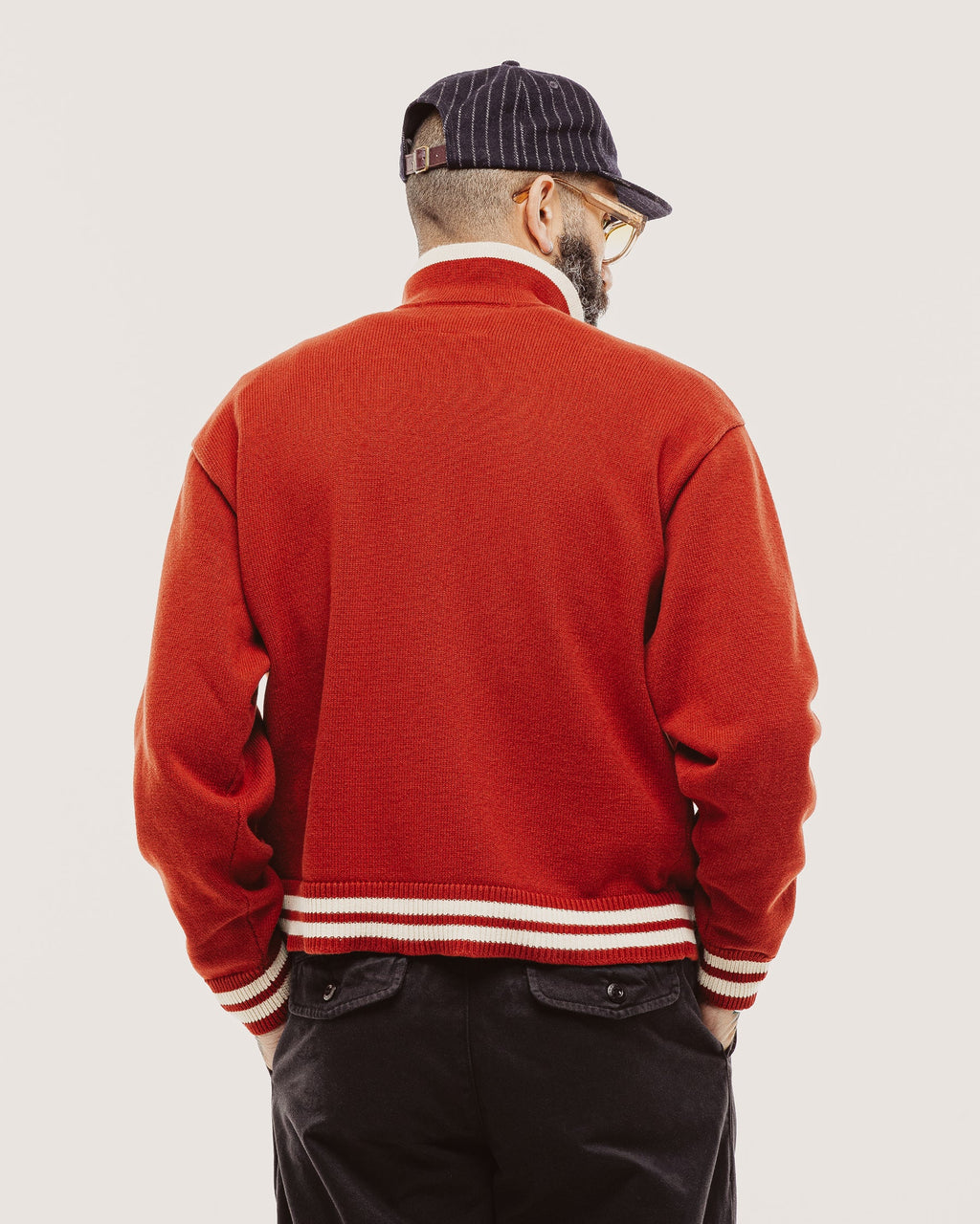 Varsity Knitted Cardigan - Brick Red