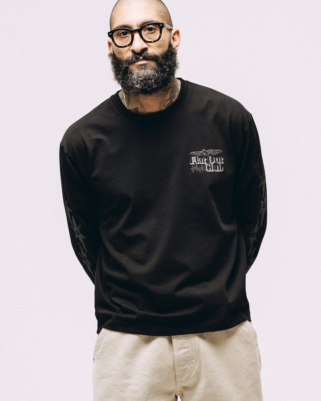 Flat Out Club Boxy Longsleeve - Washed Black