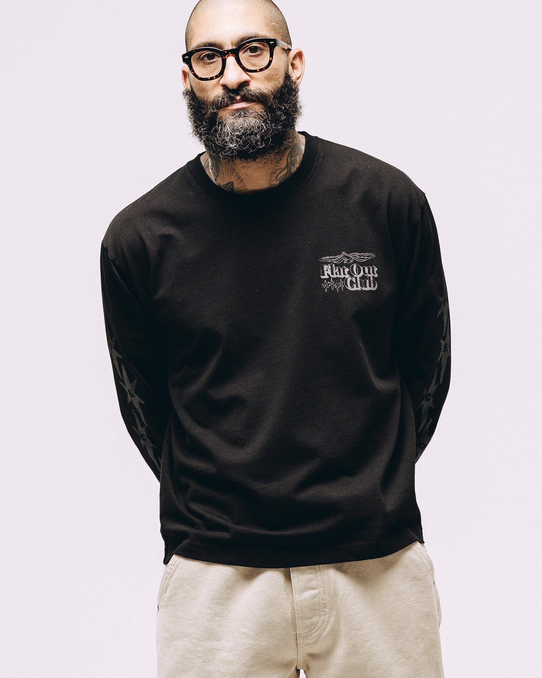 Flat Out Club Boxy Longsleeve - Washed Black