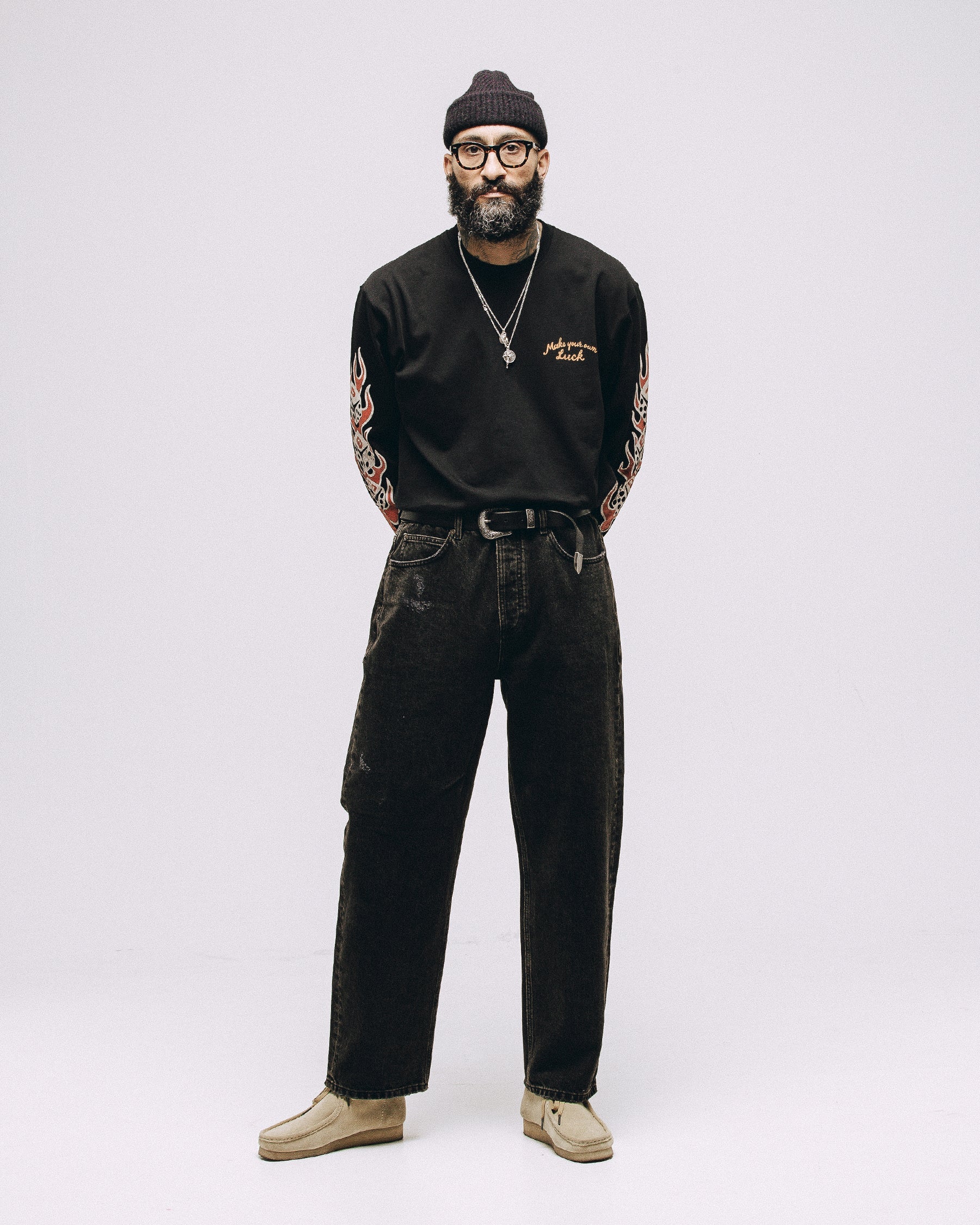 Make Your Own Luck Boxy Longsleeve - Washed Black