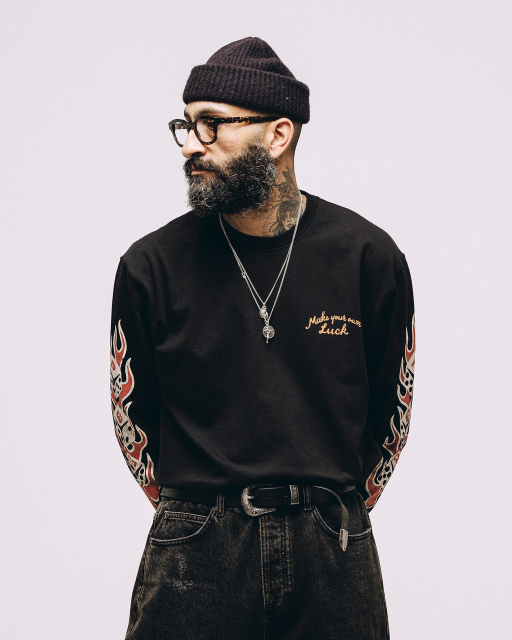 Make Your Own Luck Boxy Longsleeve - Washed Black