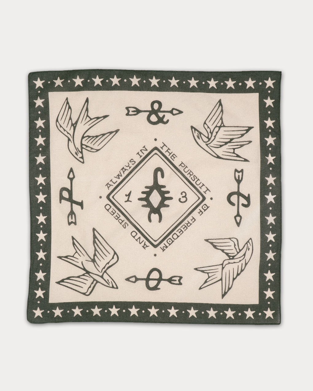 Freedom & Speed Bandana - Ecru & Black