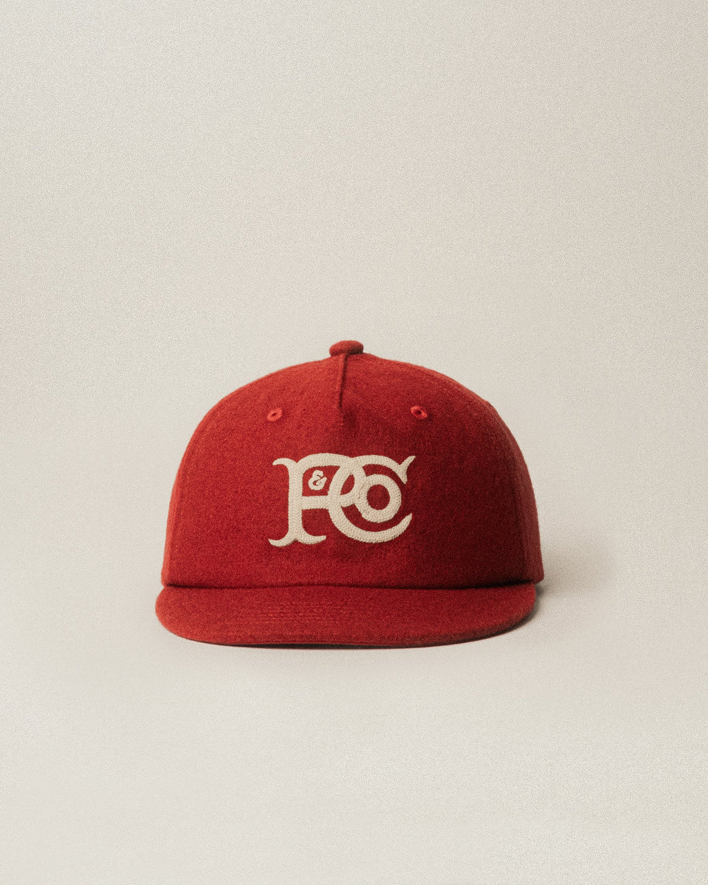 P&Co Classic Wool 5 Panel Cap - Red