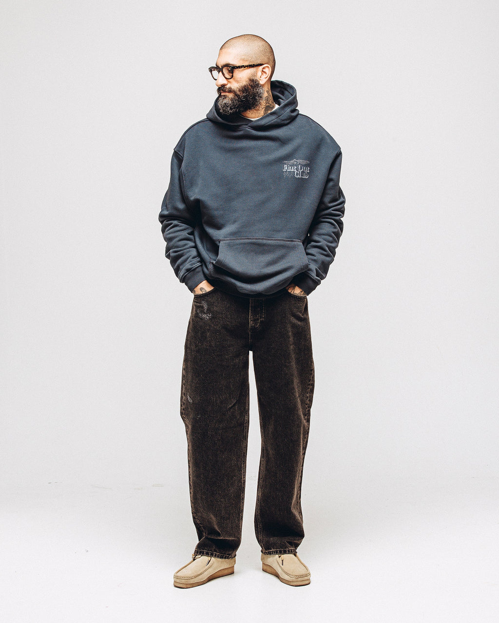 Flat Out Club Hoodie - Washed Black