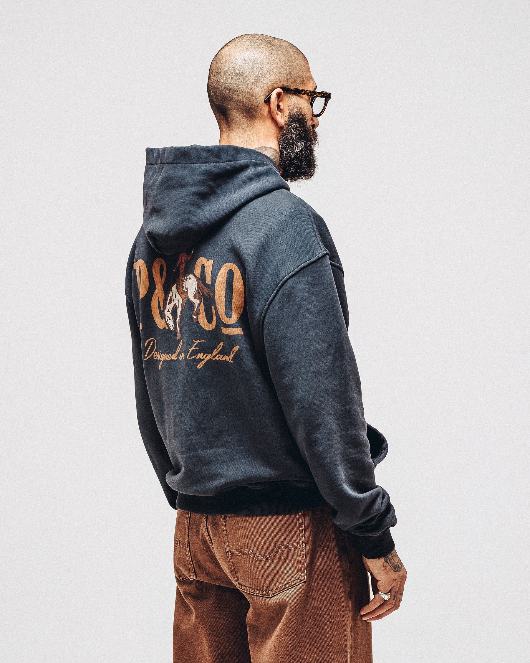 Bucking Bronco Hoodie - Washed Black
